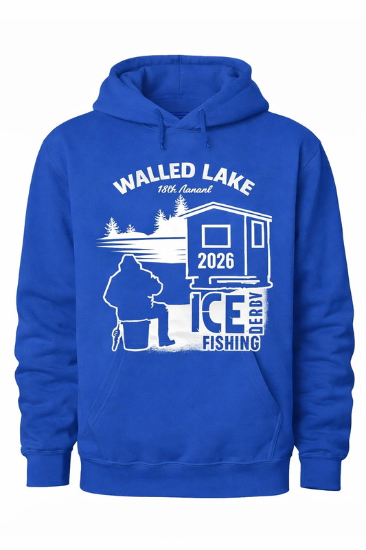 2026 18th Annual Walled Lake Ice Fishing Derby Hoodie - Blue